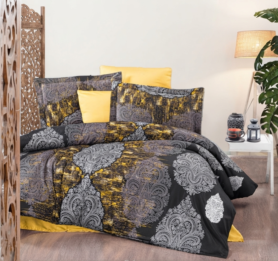 Posteljina saten Barok Noir