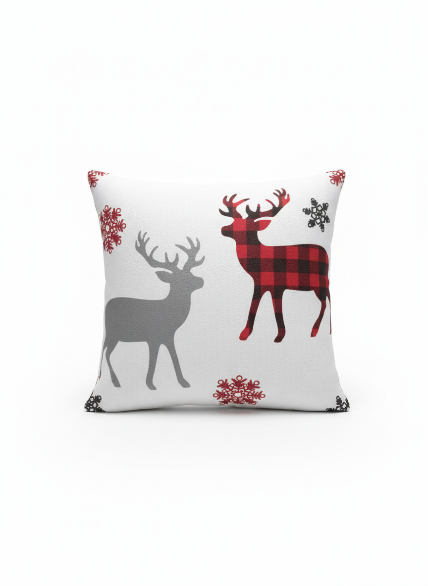 E-commerce ready reindeer pillow with white background