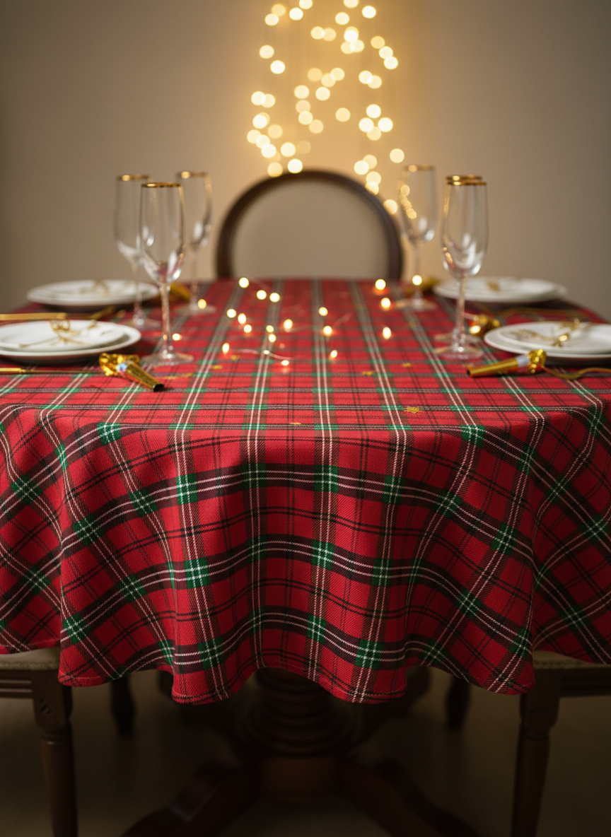 Red Tartan Tablecloth New Year's Image